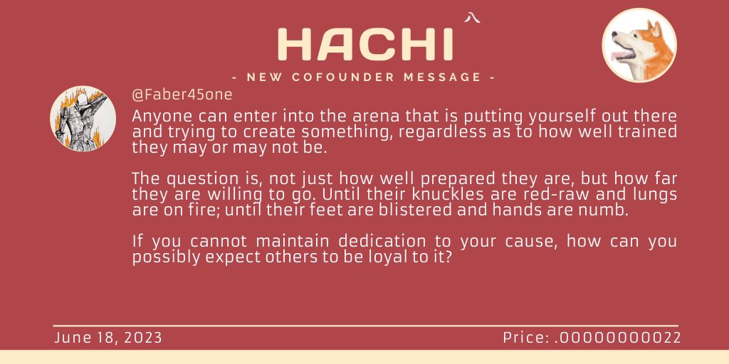 RealHachiToken's tweet photo. - new cofounder message -
@Faber45one @0xAramis
#RealHachi #Hachiko $HACHI
https://t.co/YJFRJ7FCIp ๐ค https://t.co/Jzy9Nwv3Q4