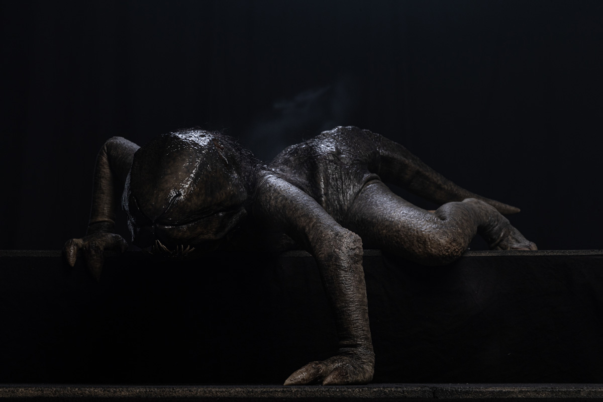 WetaWorkshop's tweet photo. We created a monster! 🧟‍♂️ Check out the amazing full body suit we created for The Tank, a new horror film by Scott Walker. He wanted a real creature, not CGI, to scare the pants off you. 😱 The Tank is now playing in select cinemas. Don’t miss it if you love a good scare. 😈 https://t.co/XM5swPrTBu
