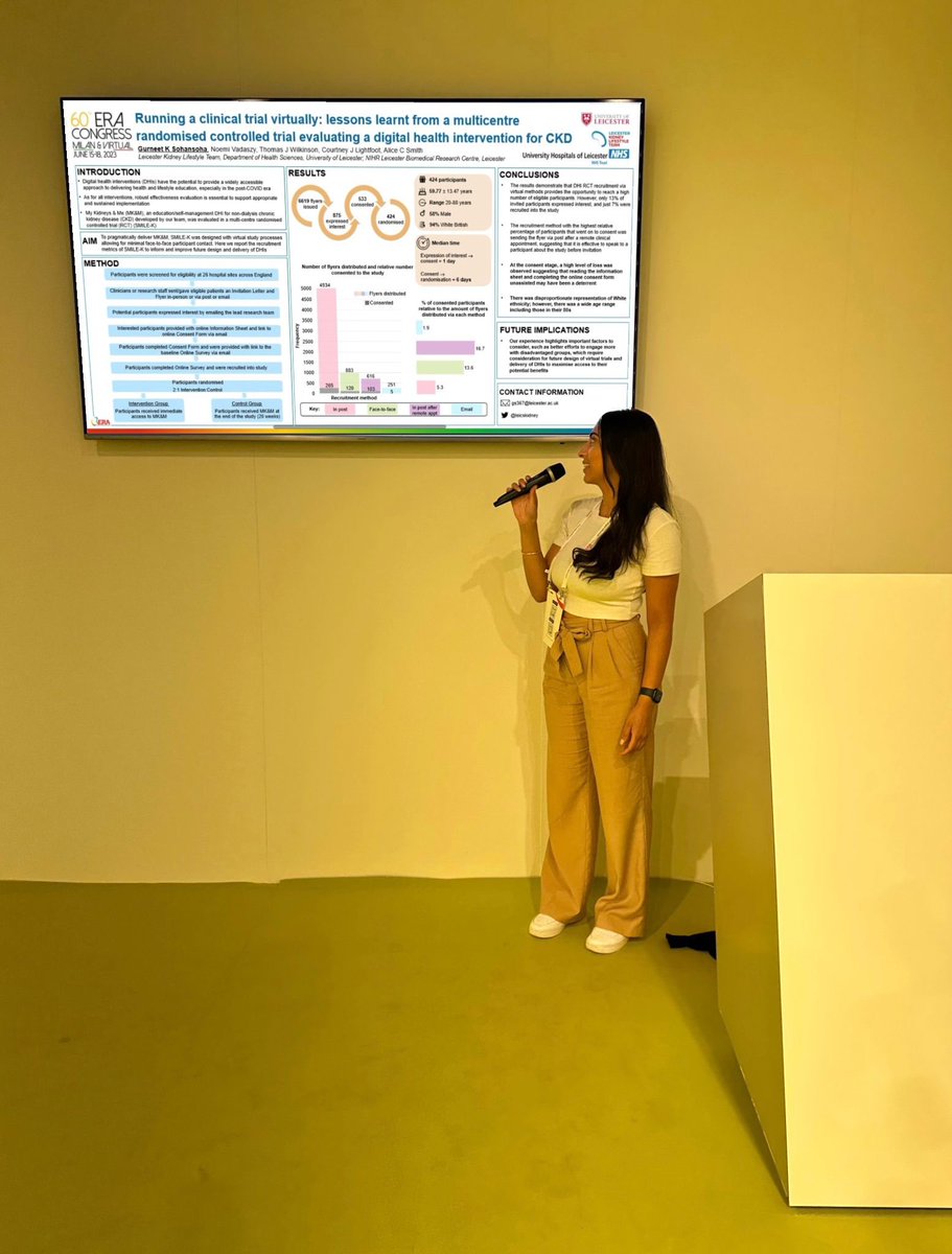 A number of presentations shared by our team @leicskidney at the #ERA23 on research in kidney disease health, management and carrying out virtual clinical trials @CourtneyJLight @RBillany @NaeemaPatel21 and Gurneet Sohonsoha