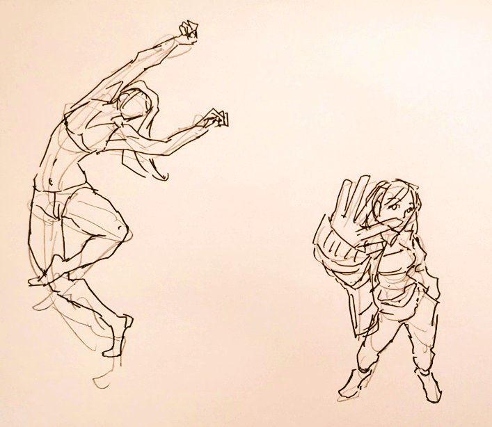#一日一模写Ⅲ 174/365 今日は人物と電話ボックスてした✨ ダイナミックなポーズを描くのは 楽しいな〜🎉🥰
