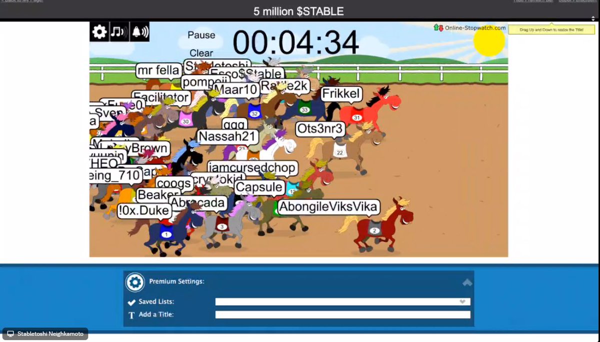 stablecoinada's tweet image. Tonight we gave away 15 mil $STABLE
and 2 NFTs just from the #Stablecoin Races in our discord.
The next race will be back to Twitter, where we will be giving away 3 mil $STABLE
To Enter:
1️⃣ Like
2️⃣ Retweet
3️⃣ Comment your ADA handle/address below 👇
🏇 Giddy On Up 🏇
