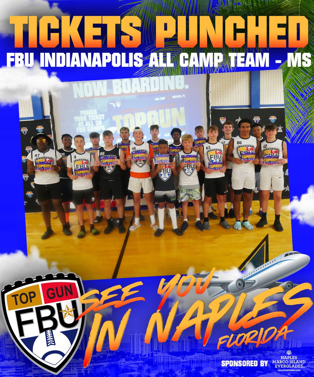 ALL CAMP TEAM 🌴

Congratulations to these Middle School athletes on being selected as the top athletes in their position group for the weekend ✅

Your tickets to Naples, FL for FBU Top Gun are punched ✅

#FBU #GetBetterHere