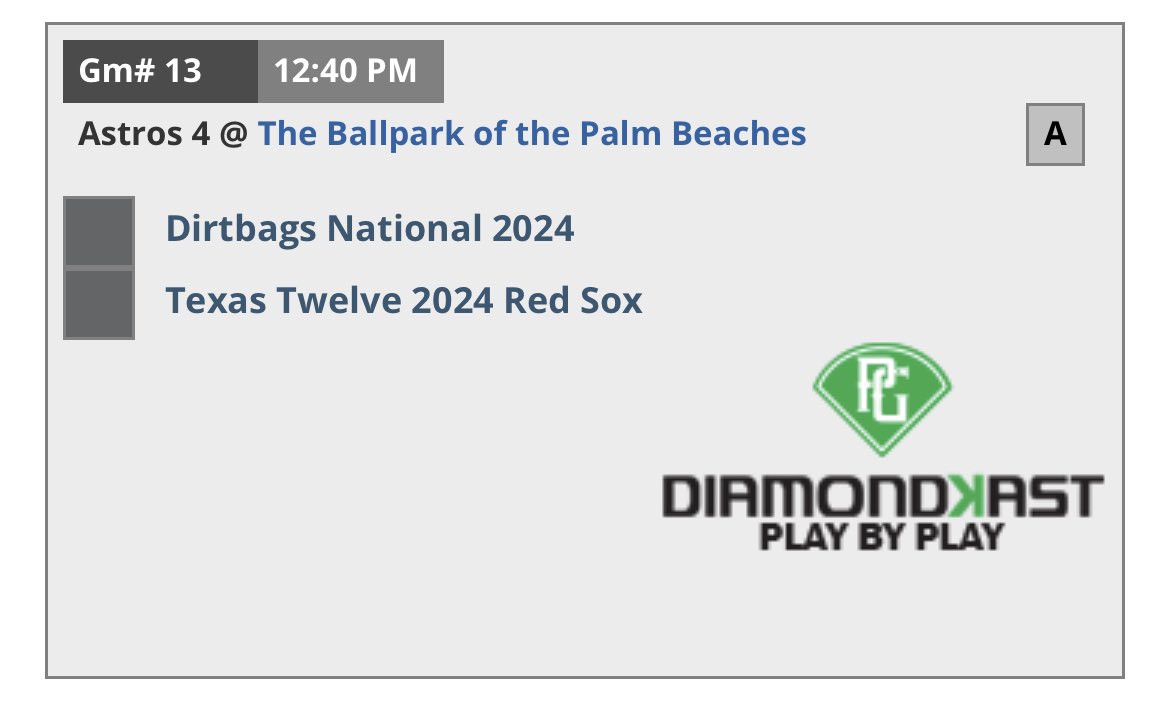 I will be starting against texas 12 in the UBC.<a href="/_thedirtbags/">Dirtbags Baseball</a>  #rollbags