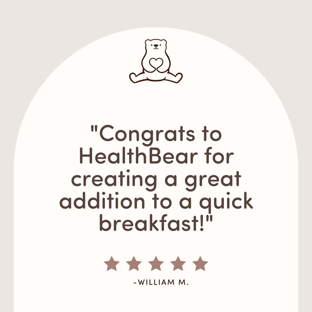 Thank you so much for your review! We love hearing from our customers and appreciate that you enjoy HealthBear.

#oatmeal #healthbear #superfoods #glutenfree #gf #healthy #Vegan #Plantbased #Flexitarian #FunFitFood #readyinoneminute #healthyliving #ecofriendly #womanownedbusiness