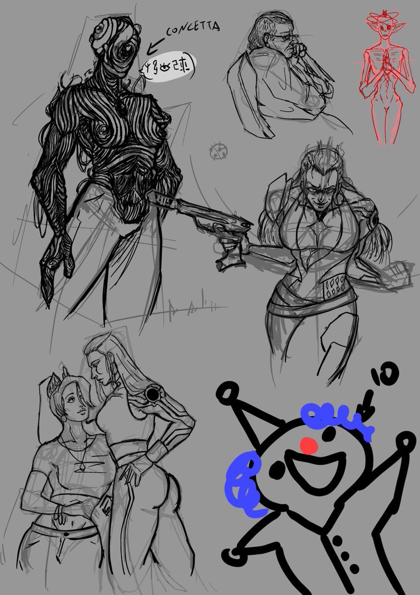 The pre-exams sketchdump with my favourite cryptids #Reyge