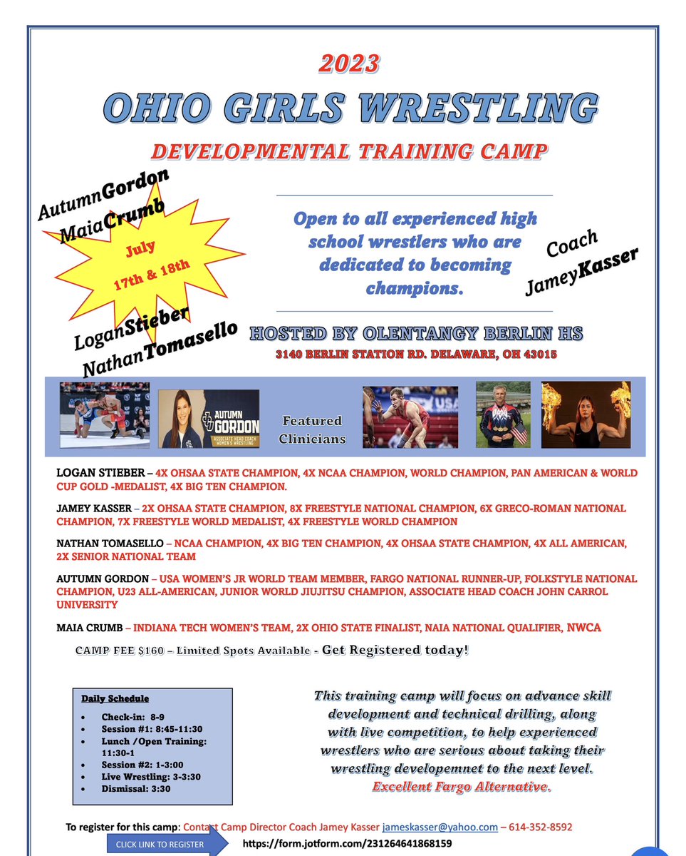 BigNutWrestling's tweet photo. Any Big Walnut girl who wants to attend the Berlin Girls Wrestling Camp, please email Coach Reall at BigWalnutGirlsWrestling@gmail.com. I will get you the forms to fill out, don’t sign up online. https://t.co/7piZkHvbFZ