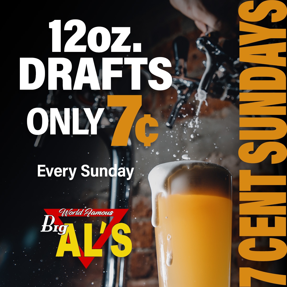 IT'S 7C SUNDAY!
Drinks are cold and the entertainment is HOT! 
.
.
.
#7centSunday #beer #beerlover #cheapbeer #draftbeer #coldbeer #sundayvibe #bigals #bigalspeoria #speakeasy #stripclub #peoriaIL