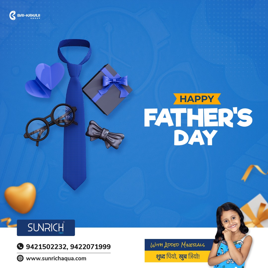 HAPPY FATHER'S DAY...!
.
.
#sunrichaqua #packageddrinkingwater #mineralwater #bestdrinkingwater #drinkpure #livemore #trusterwater #goodhealth #latur #baikakajigroup