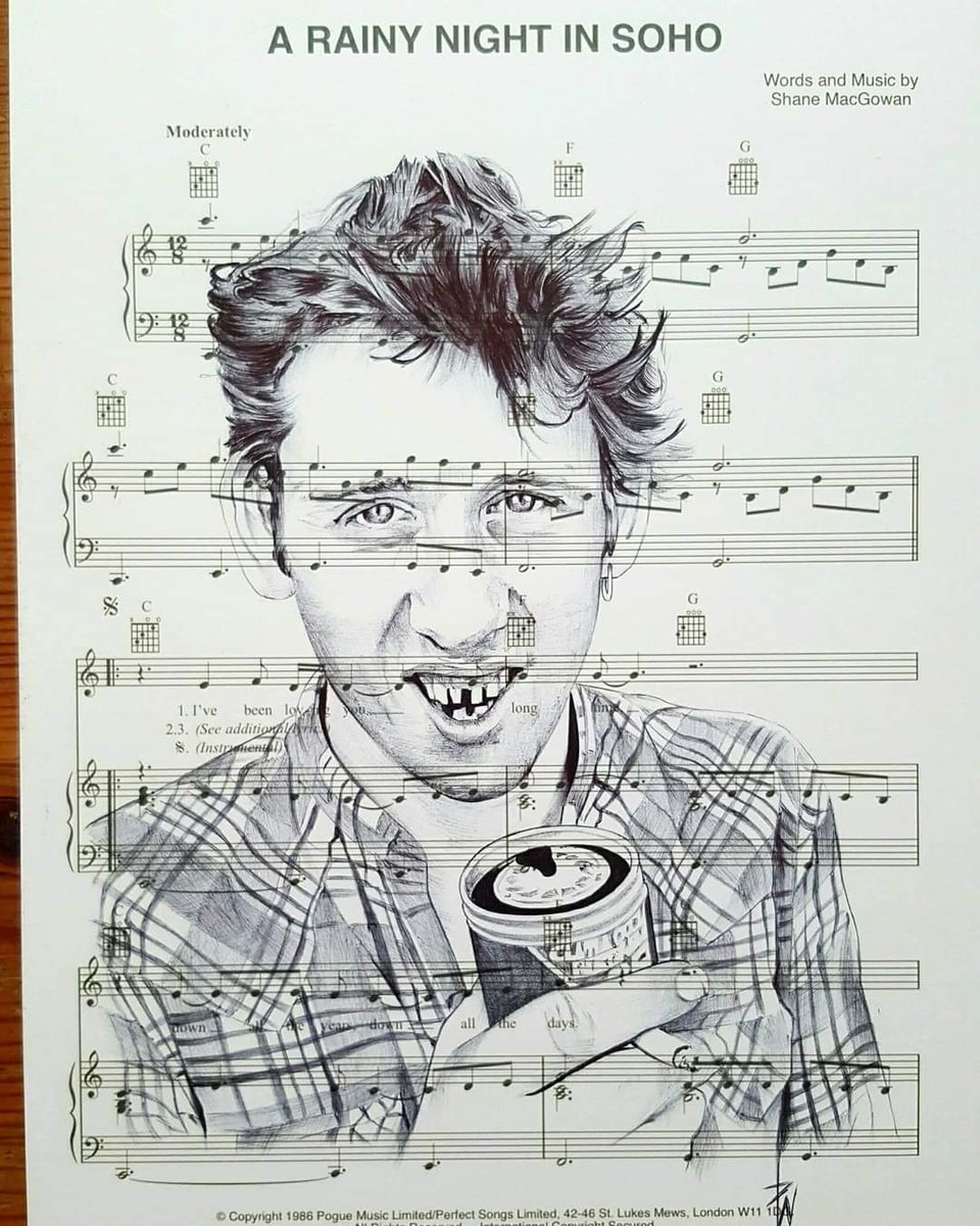 My biro drawing of the legend @ShaneMacGowan @Victoriamary  on my favourite @poguesofficial song