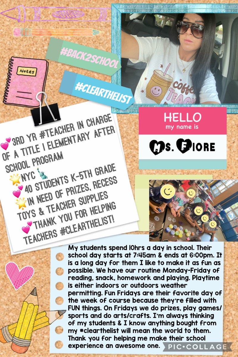 Hi I’m a 3rd yr teacher of a title 1 elementary after school program. 40 students attend grades k-5th. My program is a big part of the community for the working parent. Thankful for all help with my #clearthelist! #PostForPencils #adoptateacher 
amazon.com/hz/wishlist/ls…
