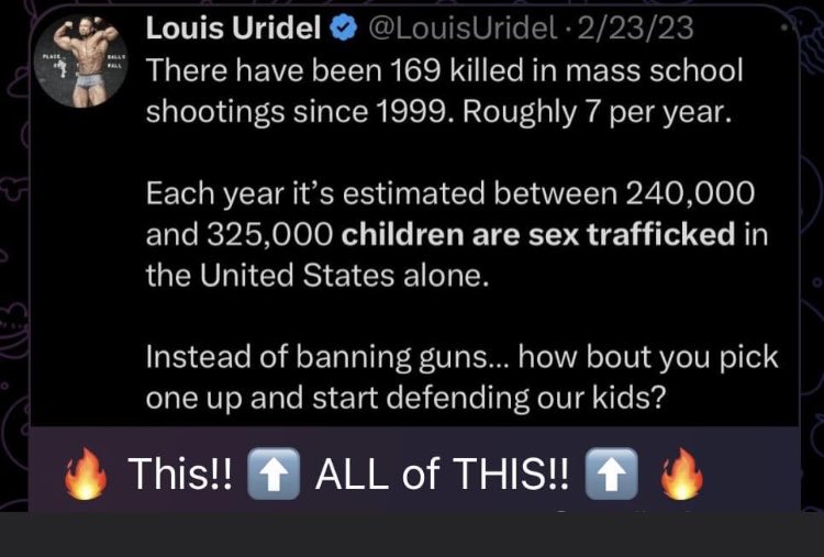 This!!! I don’t know Louis, but he is a genius! Instead of banning guns, defend kids. ⁦@LouisUridel⁩