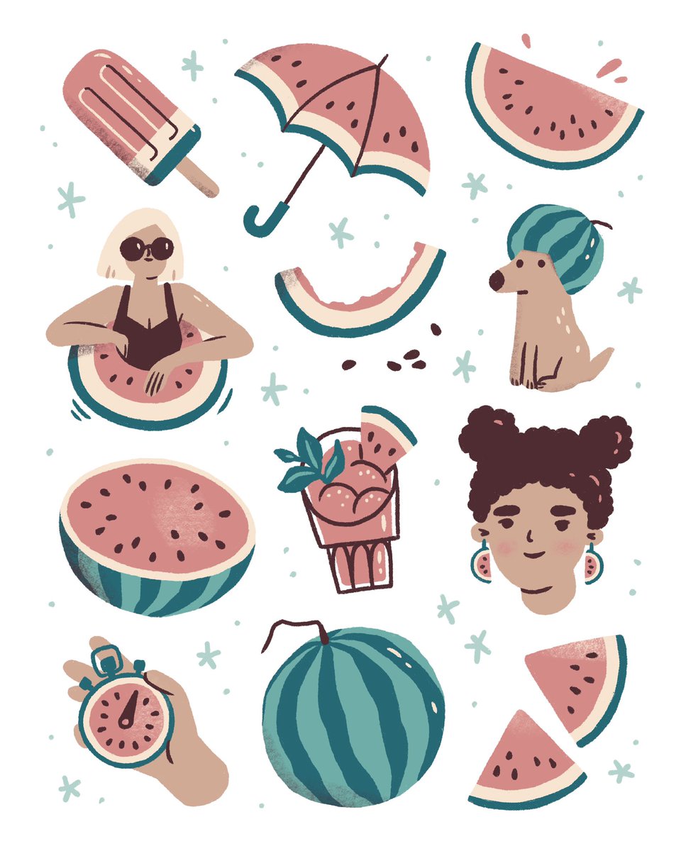 Fruit series! 🍓🍌🍊🍉 Made in <a href="/Procreate/">Procreate</a> #illustration