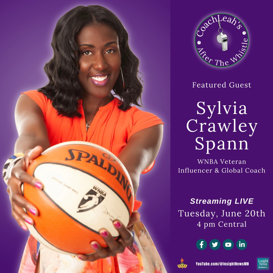 insightnews's tweet photo. Sylvia Crawley Spann is a #WNBA vet, was the 1st Black head coach @ohiouniversity  &amp; @BostonCollege. Now she is a Global Coach, magazine publisher, and CEO of her own fashion and interior design company. 
Hear her amazing story Tuesday, June 20th @ 4pm CST. 
#CLATW #WomensSports https://t.co/YPluhdcCoU