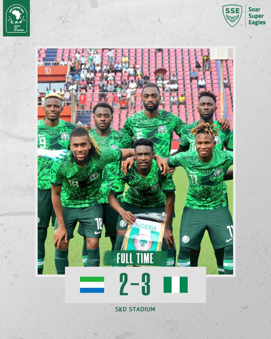 The Super Eagles qualify for AFCON!

#SLENGA | #AFCON2023Q