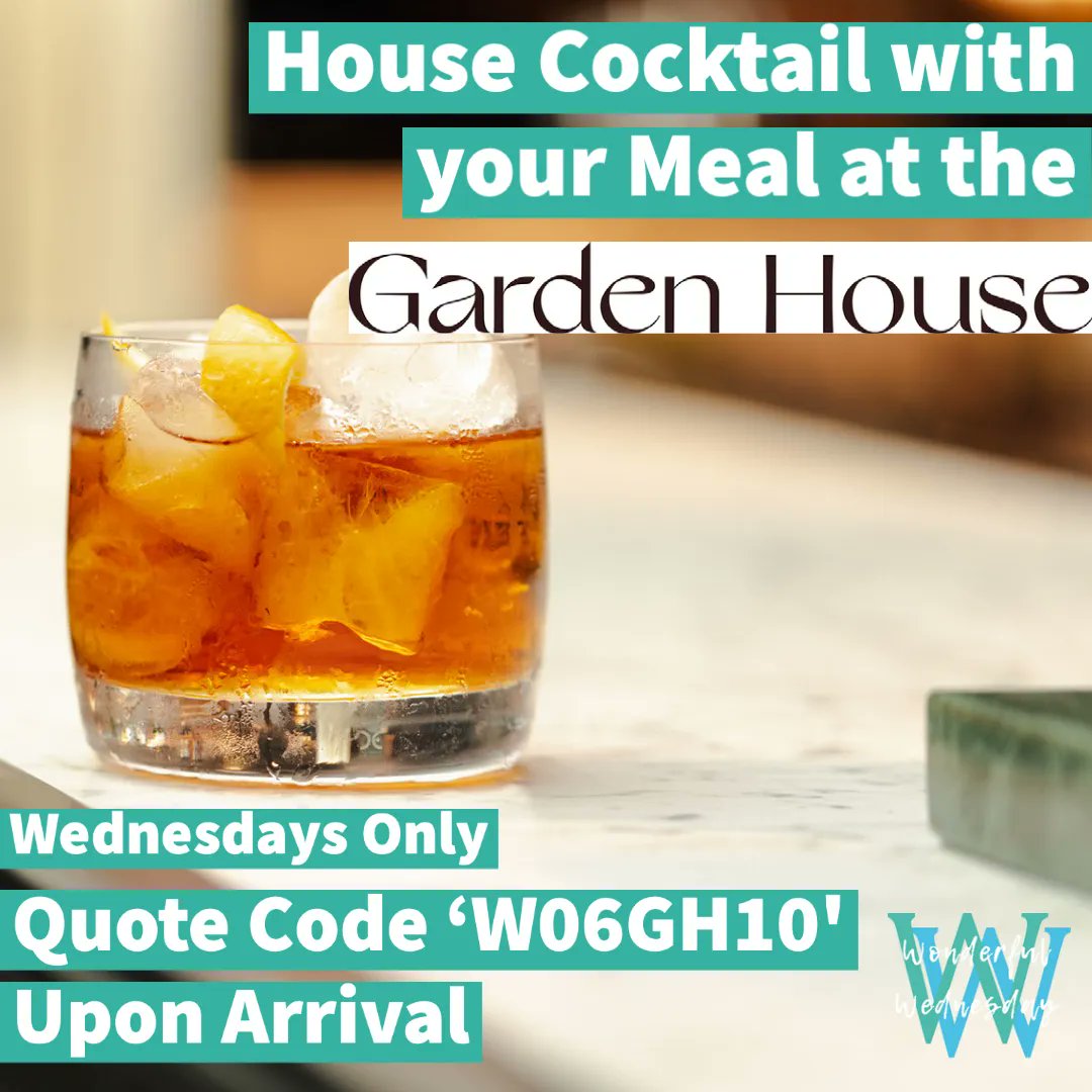 🌿🍹 A Wednesday filled with culinary bliss awaits you at Garden House Cambridge
@GraduateHotels! 🌟 Dive into their tantalizing main meals and elevate your dining experience with a free Garden House cocktail. 🍽️✨ 

Simply use code W06GH10 to unlock this unbeatable offer.