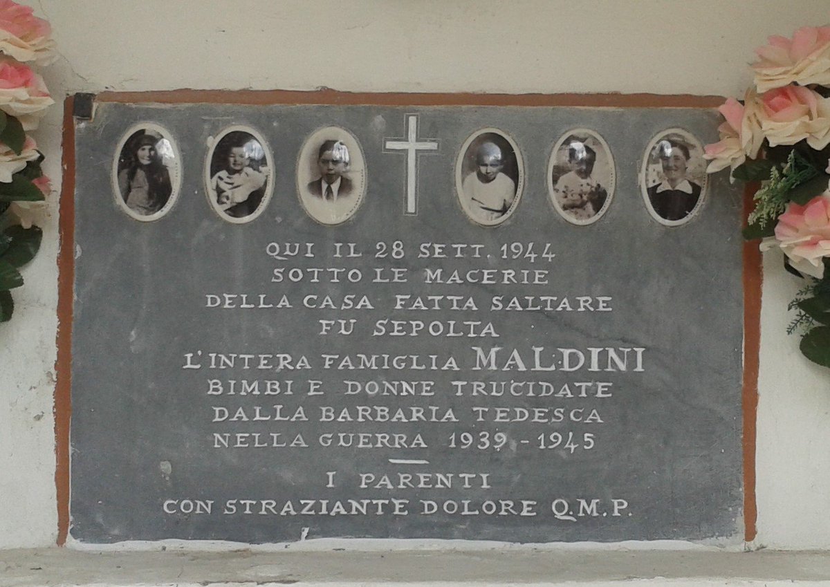 Nasce il #18giugno 1928 Maldini Alfonso. Colono. Fu rastrellato dalle #SS tedesche e fucilato per
rappresaglia il 28/9/1944 in località Campidello di Labante (Castel dʼAiano), insieme ad altre 6 persone,
tra cui la madre, la nonna materna Faustina Mei e i fratelli