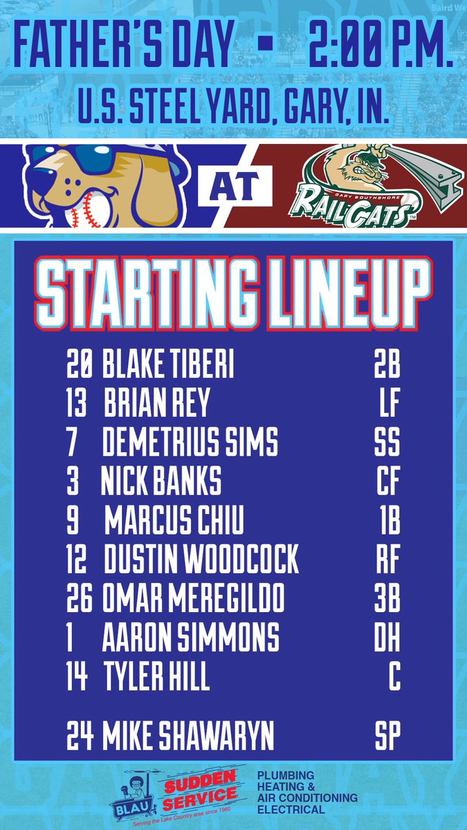 Starting 9 presented by Blau Plumbing!⚾️💯
Looking to Bring Out The Brooms Today!🧹🧹🧹
#HowlYeah #BringTheBroomsOut
#HoundTown #TheseAreMyHounds