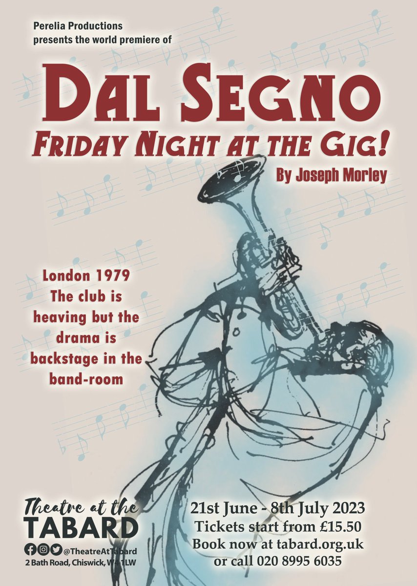 Just 3 days to go now until brand new play DAL SEGNO by Joseph Morley bursts into life on the stage at <a href="/TheatreAtTabard/">Tabard Theatre</a>. It runs from 21 Jun to 8 Jul. Don’t miss this WORLD PREMIERE! Info &amp; Tickets at tabard.org.uk/whats-on/dal-s…