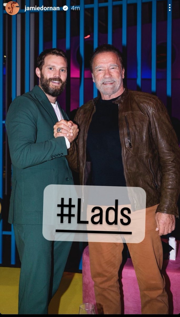 V_Hunt_'s tweet photo. #JamieDornan and #ArnoldSchwarzenegger at #TUDUM https://t.co/bxZSqEj7HN