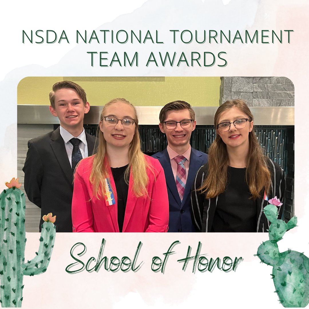 WHSSpeechDebate's tweet photo. 5/5 As a team, Whitmer earned the Speech School of Honor Award, placing in the top 40 of 1,364 schools in attendance. Brought four, broke four! #Nats23 #CactusClassic https://t.co/OGhp3FZWpo