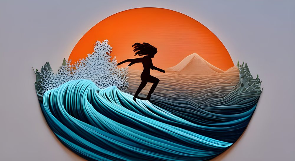 A woman surfer, fierce and free, 
Dancing with waves in endless spree. 
Defying gravity, she conquers the sea, 
A symbol of strength and tenacity.
#ART
2.42 MATIC SURFER 
#SALE 
#COLLECTOR
opensea.io/assets/matic/0…