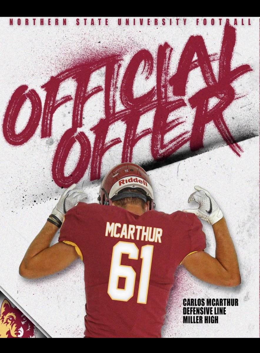 McarthurCarlos's tweet image. I’m happy to announce my 4th Division II offer from Northern State University after having a great time at the @NDSUfbCamp talking with @jakeiery42