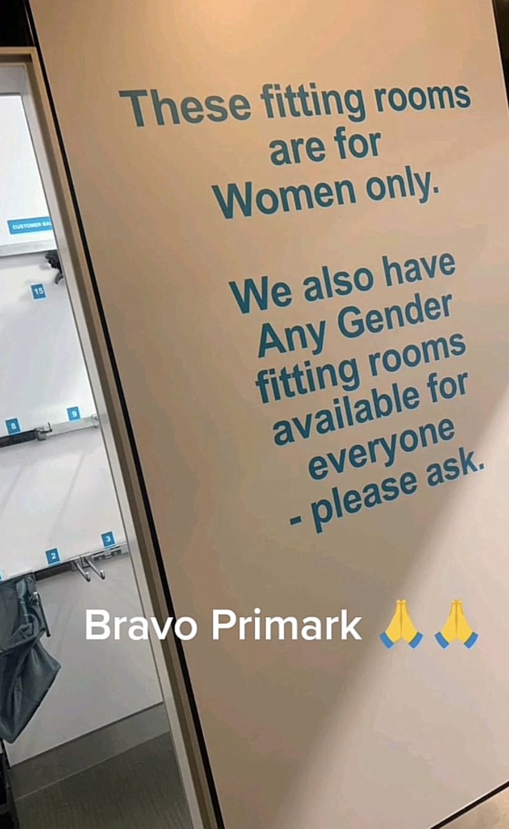 helenpimmsy's tweet photo. Thank you @Primark for respecting female only spaces 🙏 #primark #WomenEmpowerment #WomensRights #womenonly #femaleonlyspaces #Respect https://t.co/ZvtFOsgPMV