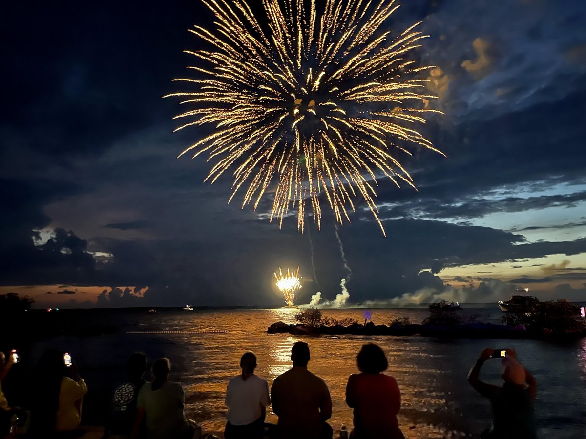 Fireworks explode over a portion of Florida Bay for the enjoyment of attendees at a Florida Keys bicentennial celebration June 17 at Rowell’s Waterfront Park in Key Largo. The gathering was among a series of events celebrating Monroe County's founding in 1823. 📷 Rob Modys