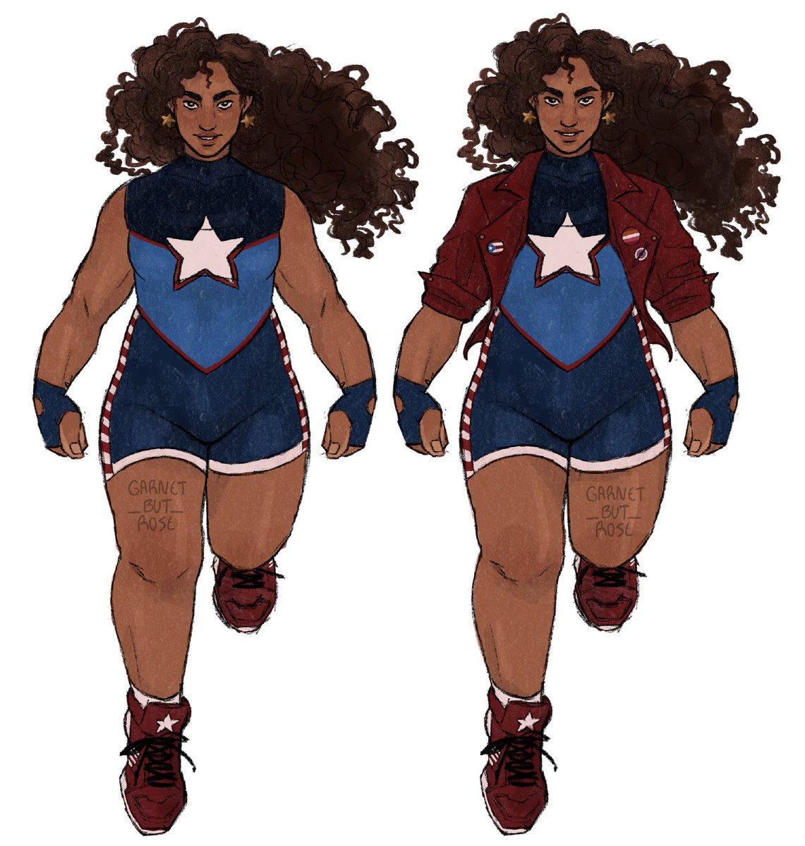 garnetbutpink's tweet photo. First America Chavez outfit redesign 😼 ill explain my changes in the replies!! https://t.co/bY3yUc31zo