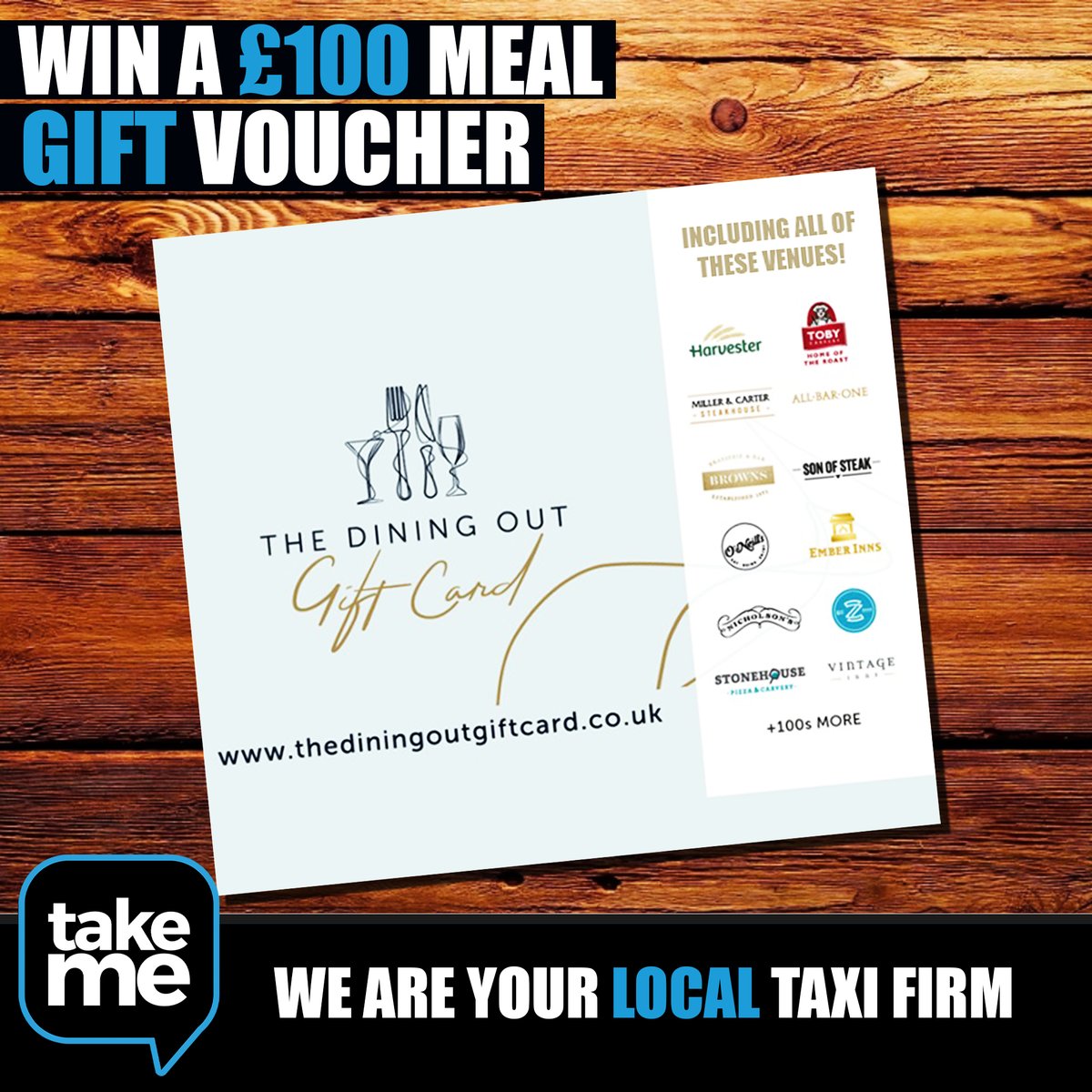 Win a £100 MEAL voucher thanks to our partners TAKE ME
To enter
1]LIKE This post
2]SHARE or Retweet 
3]TAG the 3 people you would take
4]FOLLOW Take Me Birmingham 
Winner announced on LAST DAY OF THE MONTH
#Raffle #Prize #TakeMeBirmingham