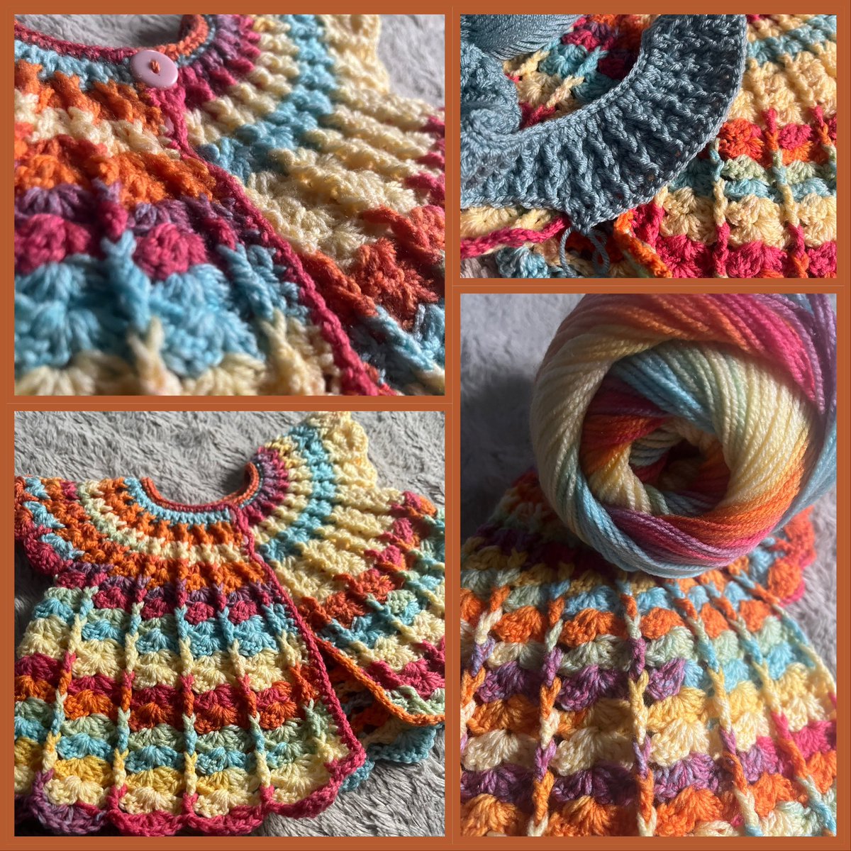 I made this lovely little rainbow newborn baby cardigan  🥰🌈 
Now making a little blue one 🩵💙  #ukcraftershour #MHHSBD #UKMakers #Craftbizparty #wip #crochet #babycrochet #toocute #yarn #magic 
etsy.com/shop/DWCrochet…