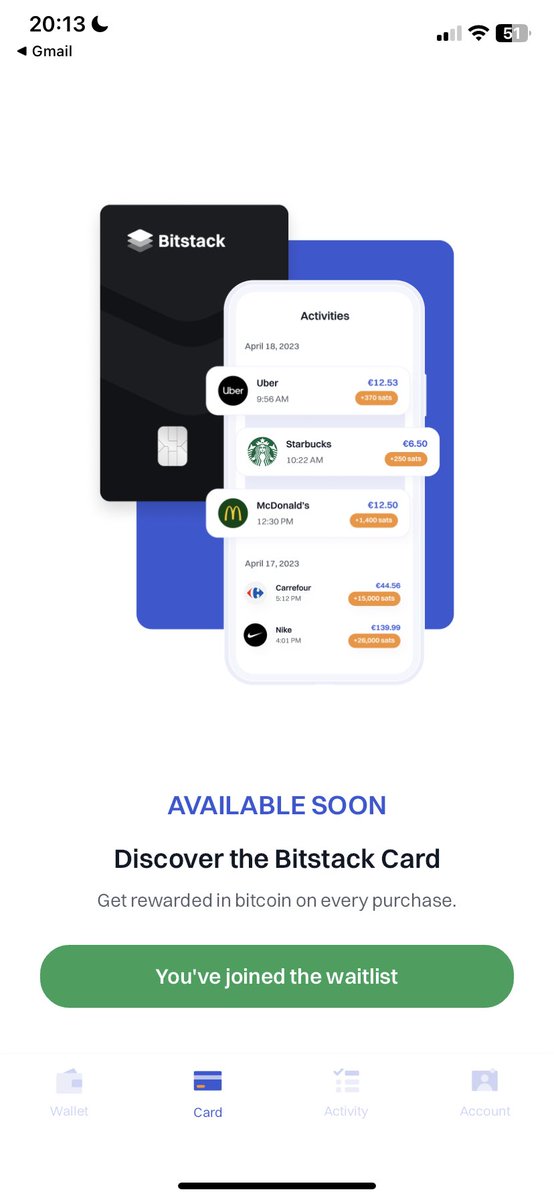 Subscribe on the #bitstack card waitlist! Get reward in #Bitcoin on every purchase #soon #frenchtech