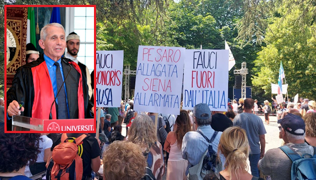 viaggrego's tweet photo. #AnthonyFauci a #Siena per ricevere la #Laurea ad #Honorem, 500 #Contestatori in #Piazza al grido: "Fauci #NoThanksGoAway" e Fauci #GoHome", o ancora "verrai #Processato"! https://t.co/9wZh3SCgBk https://t.co/frof8MJvvB