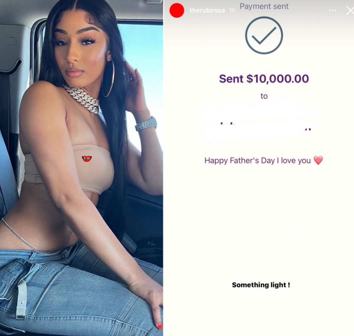 SaycheeseDGTL's tweet image. Rubi Rose sent her dad $10K for Father’s Day 💰