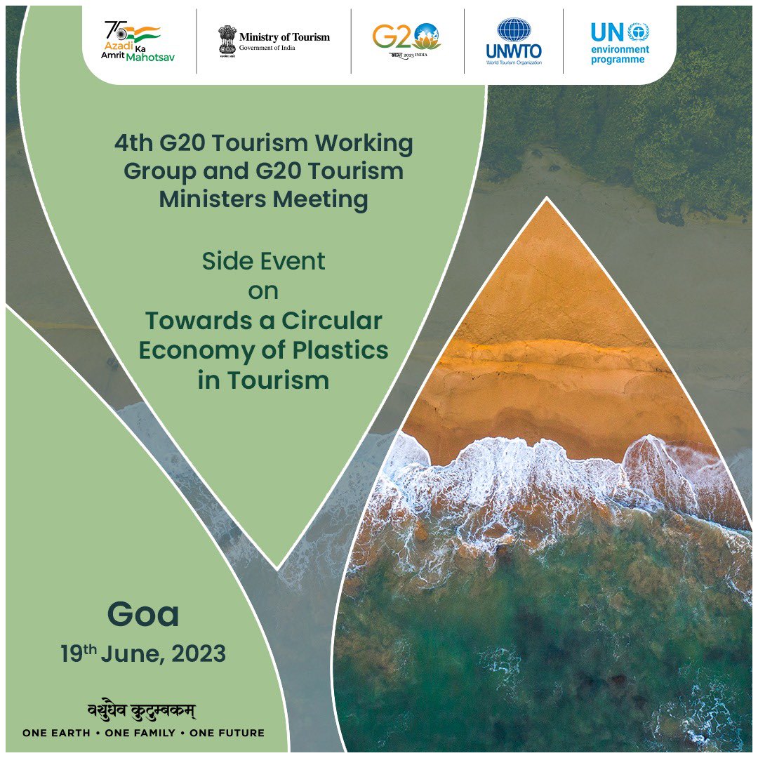 SustainTsmIndia's tweet photo. A Side Event on 'Towards a Circular Economy of Plastics in Tourism' will be organized during the 4th #TWG tomorrow from 2:00 pm - 4:15 pm in Grande Sala, Cidade de Goa.

Stay tuned for live updates.

@UNEP_AsiaPac @UNWTO @tourismgoi @iittmofficial 

#G20 #TWG #4TWG #TWGGoa https://t.co/q5VMzLh5Eb