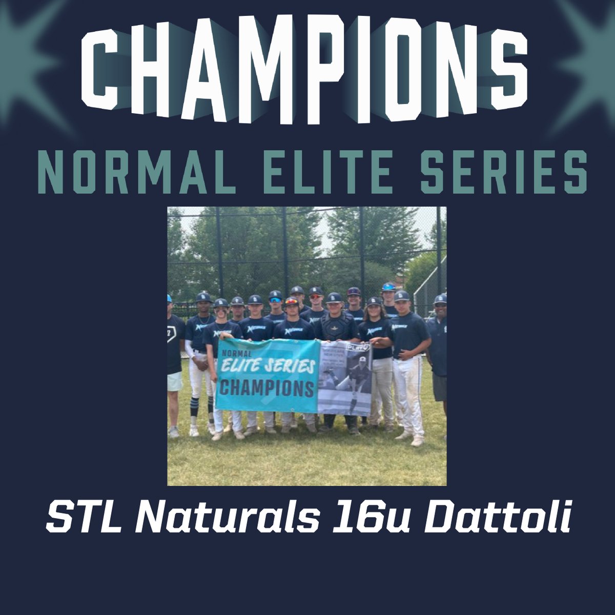 Play9Sports's tweet photo. Congratulations to STL Naturals 16u Dattoli, the winners of the 16u Division of the #NormalEliteSeries!  #play9withus @StlNatsclub https://t.co/lKH5B64S0Z