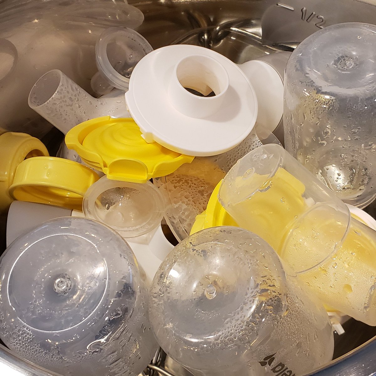 #DidYouKnow you can use an instant pot to sterilize bottles and breast pump parts? Just pop them in with the metal rack and an inch of water, 3 min on the Sterlize setting. Follow me for more #parentinghacks.

(Not really. I don't have hacks. I'm still winging it three kids in.)
