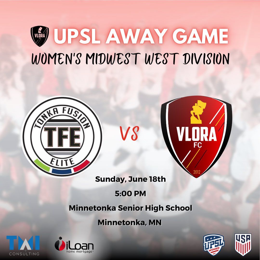 UPSL Midwest West Division game 6

🆚 Tonka Fusion 
🗓️ 6/18/2023
⏰ 5:00 PM CT
🏟️ Chanhassen High School 
🎟 Free 
🎥 TBD
