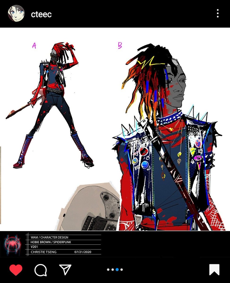 Here's the reference that I used!!! Original design credit to @/cteec on insta, defo check them out because they made a lot of amazing art and early designs for Hobie aka spiderpunk!! >:D