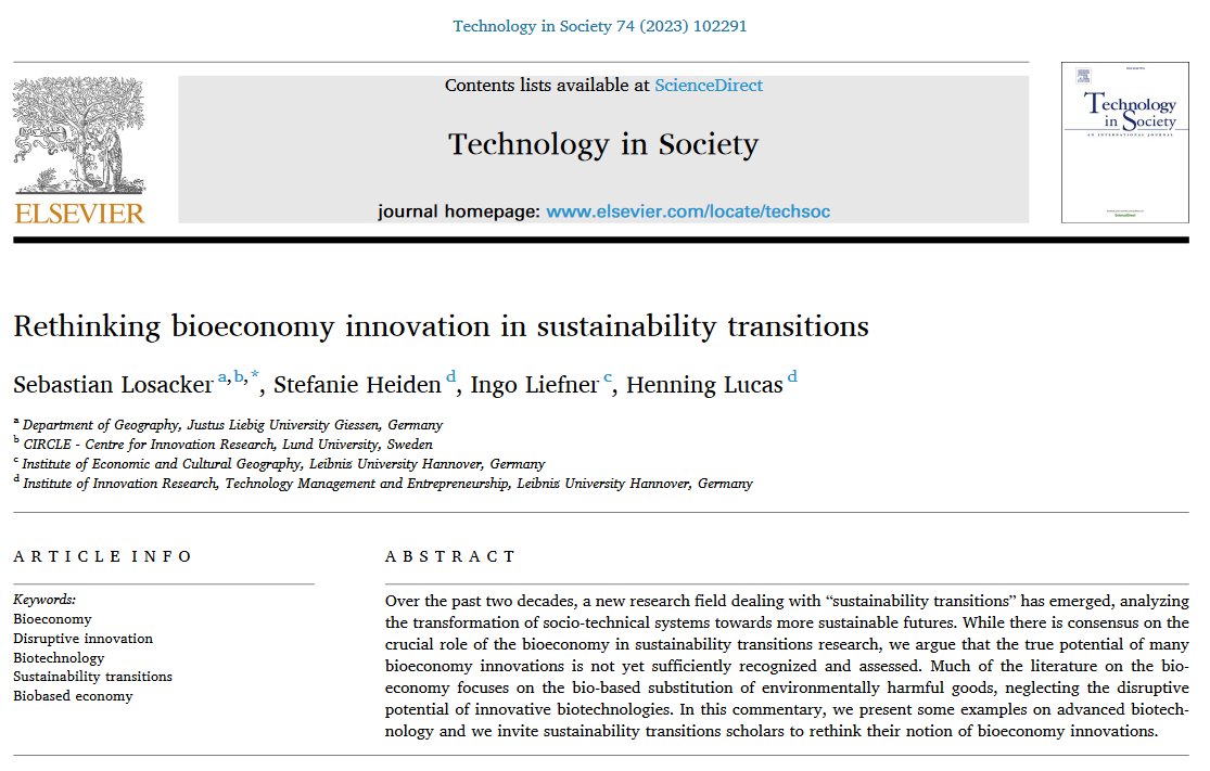 When writing about the #bioeconomy, we observe that many scholars in transition studies refer to biomass substitutes and low-tech goods. Such a view, however, significantly underestimates the disruptive potential of many advanced bioeconomy innovations. We want this to change.👇