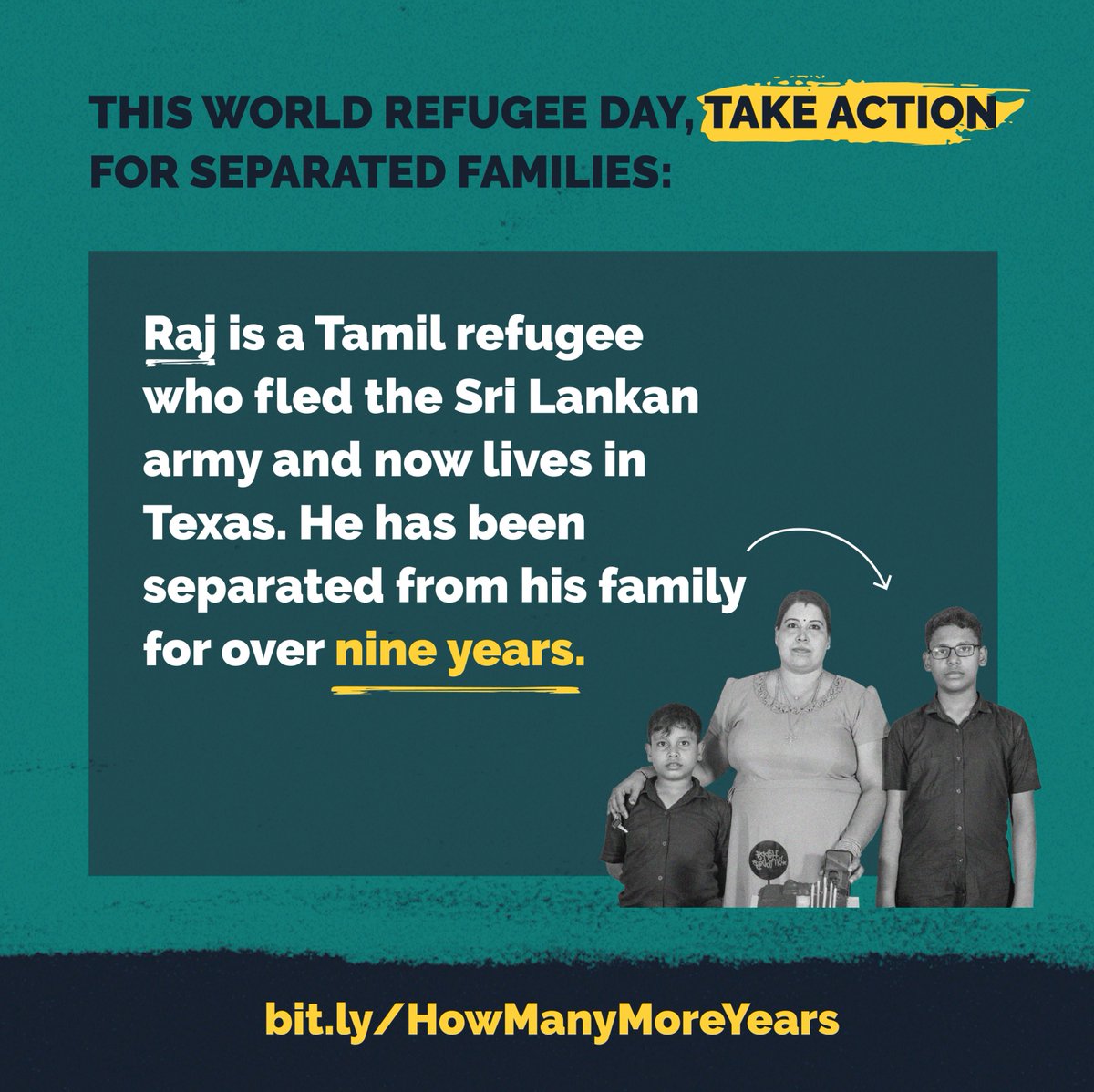 Raj is a refugee who fled Sri Lanka to escape persecution from the army. He was forced to make the journey to the US alone + has been waiting 9 yrs to reunite with family. #HowManyMoreYears will Raj’s family have to wait to celebrate #FathersDay together? bit.ly/HowManyMoreYea…
