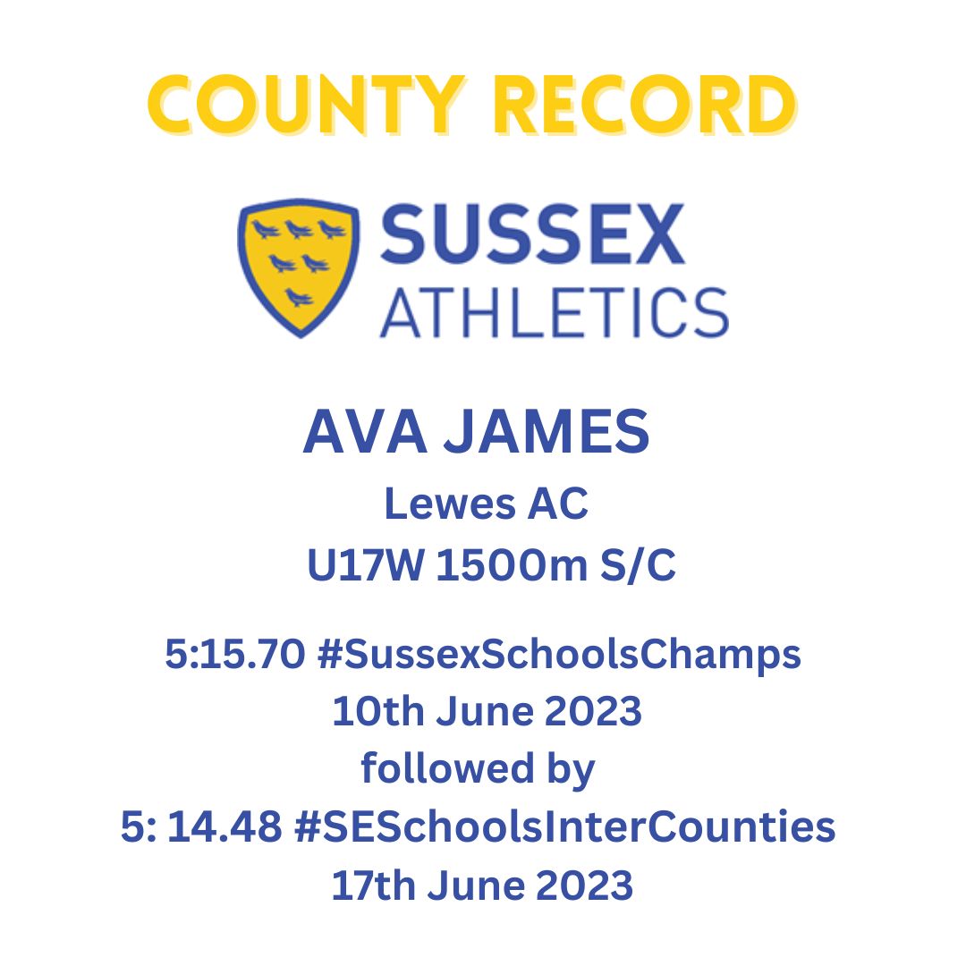 🌟.COUNTY RECORD ALERT 🌟Huge Congratulations to <a href="/LewesAC/">Lewes AC</a>  athlete 𝐀𝐯𝐚 𝐉𝐚𝐦𝐞𝐬 who has 𝐭𝐰𝐢𝐜𝐞 broken the <a href="/SussexAA/">Sussex Athletics</a>  Under 17 Women's 1500m Steeplechase record in the last week. 👏🏾👏🏾👏🏾