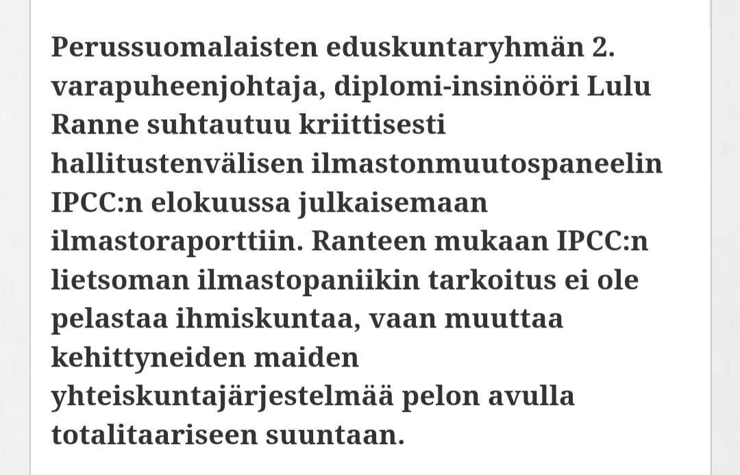 mustapipa's tweet photo. Lulu ranne on uusi liikenne ja viestintäministeri, jonka vastuulla on ilmakehän tutkimus ja seuranta.

Hän ei toki usko ilmastotieteeseen, vaan pitää sitä salaliittona. https://t.co/LGJ935ReAv https://t.co/aG6b0qXmdH