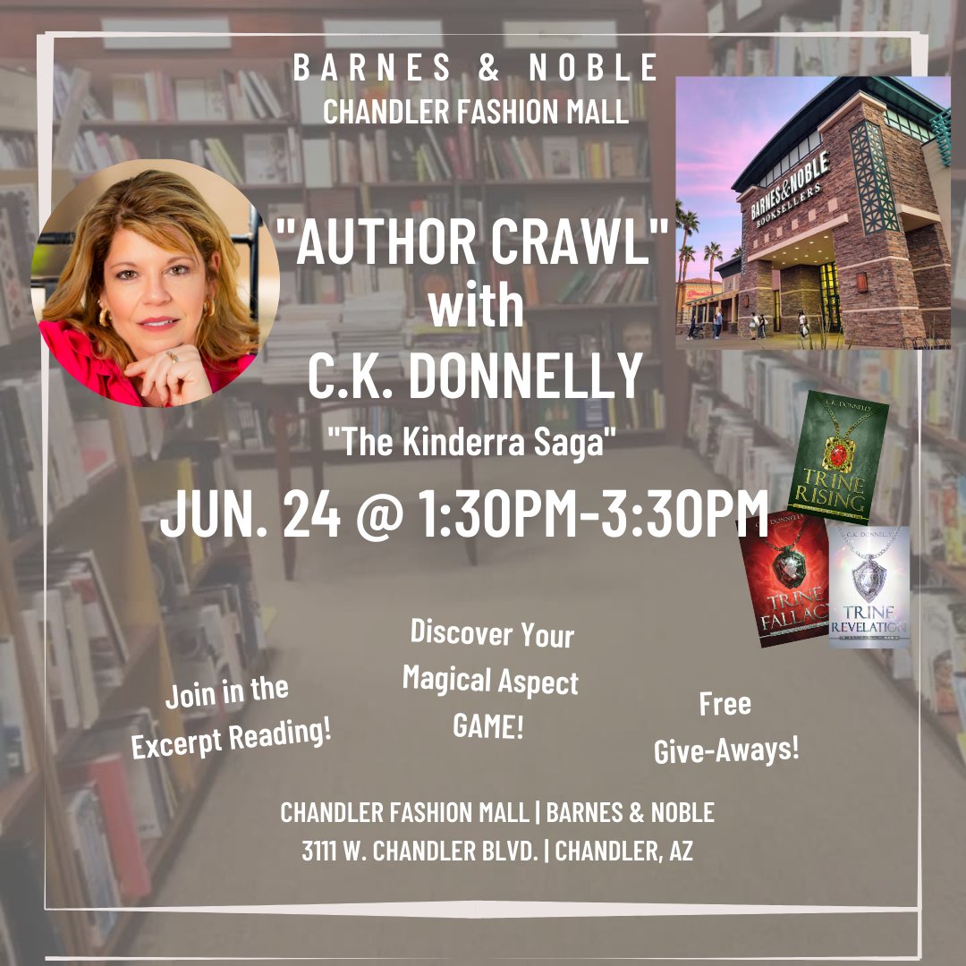 Join me at BN Chandler for the Local Author Crawl! Grab feebies and the Learn Your Aspect Game! Sat., June 24, 1:30pm-3:30pm. @bnchandler

#BarnesandNoble #summerreads #authorevent #booksigning #fantasybooks #fantasyreads #epicfantasy #highfantasy #ChandlerAZ #Phoenix