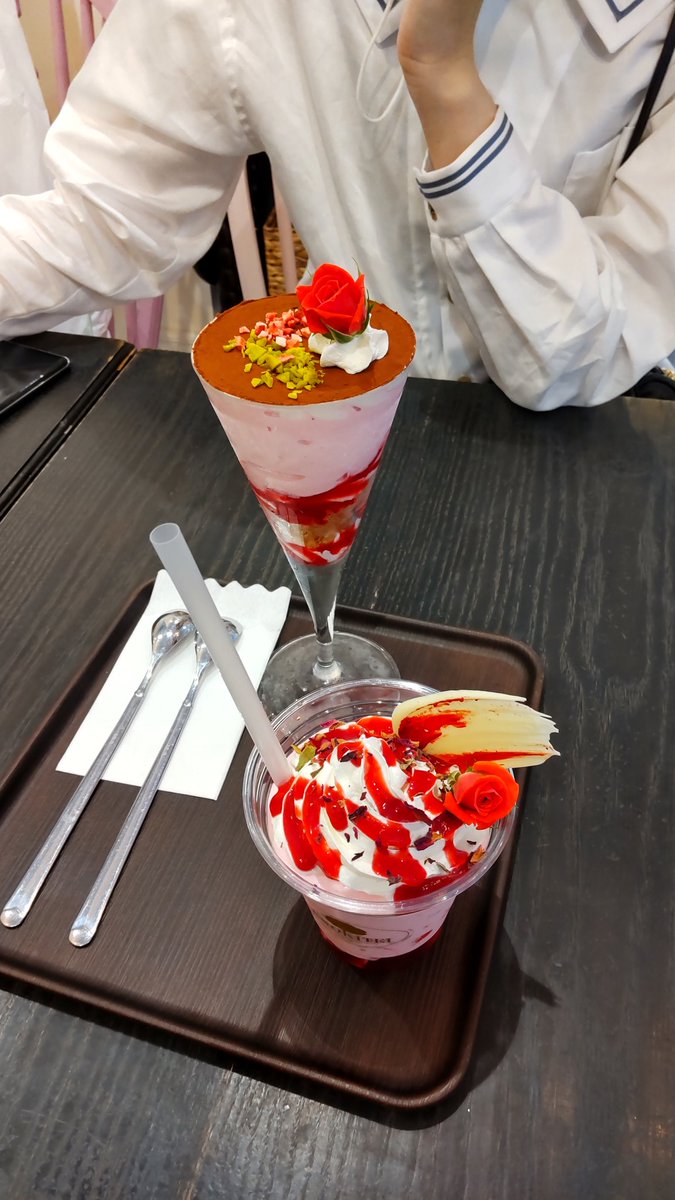 food spoon parfait cup fruit white shirt table  illustration images