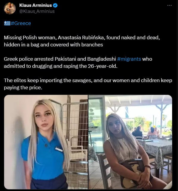 They found the missing Polish girl. The results are as to be expected. 

Europe's children pay the price while open border politicians laugh at parties and enjoy their brown votes.