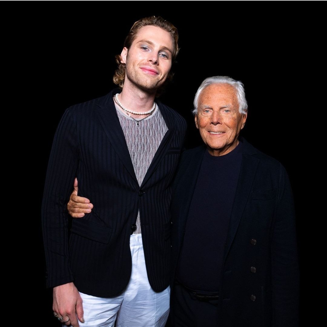 Mr Armani with Luke at Armani/Teatro for the Emporio Armani Men's show via emporioarmani