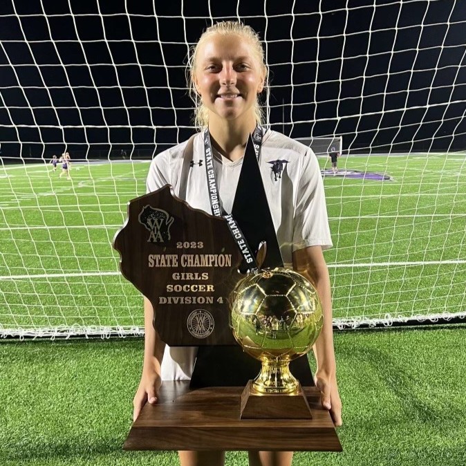 Congrats to incoming freshman Taylor Schad, who scored a state-record four goals on Saturday in the title match and helped Kiel HS to its first-ever state championship with a 6-5 victory! Taylor scored 61 goals this season! 

#WeAreMarquette