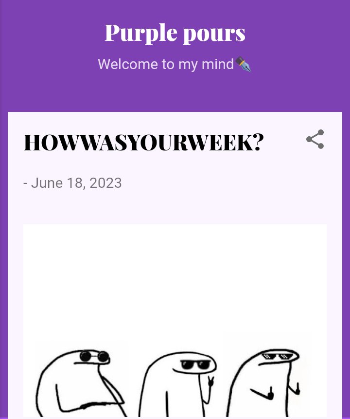 Liyatheflower's tweet image. New section! "How was your week?"
I'll be telling you all about my shitty weeks as well as my creamy weeks🎉
Read here⬇️
purple-pours.blogspot.com/2023/06/howwas…

#Howwasyourweek #writing #WeekendReads #weekend