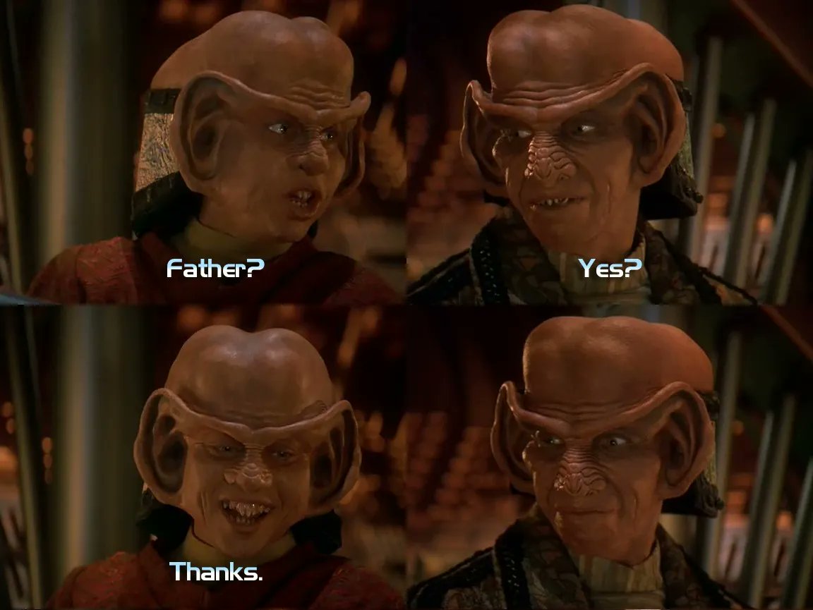 Happy Father's Day to all the dads out there, past, present, and future!

#startrek #DS9 #ferengi #trekkies #startrekDS9 #startrekTNG #strangenewworlds #startrekresurgence #fathersday #happyfathersday #startrekmeme #dads